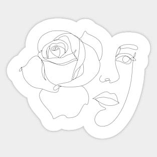 Line Art Woman with rose Sticker